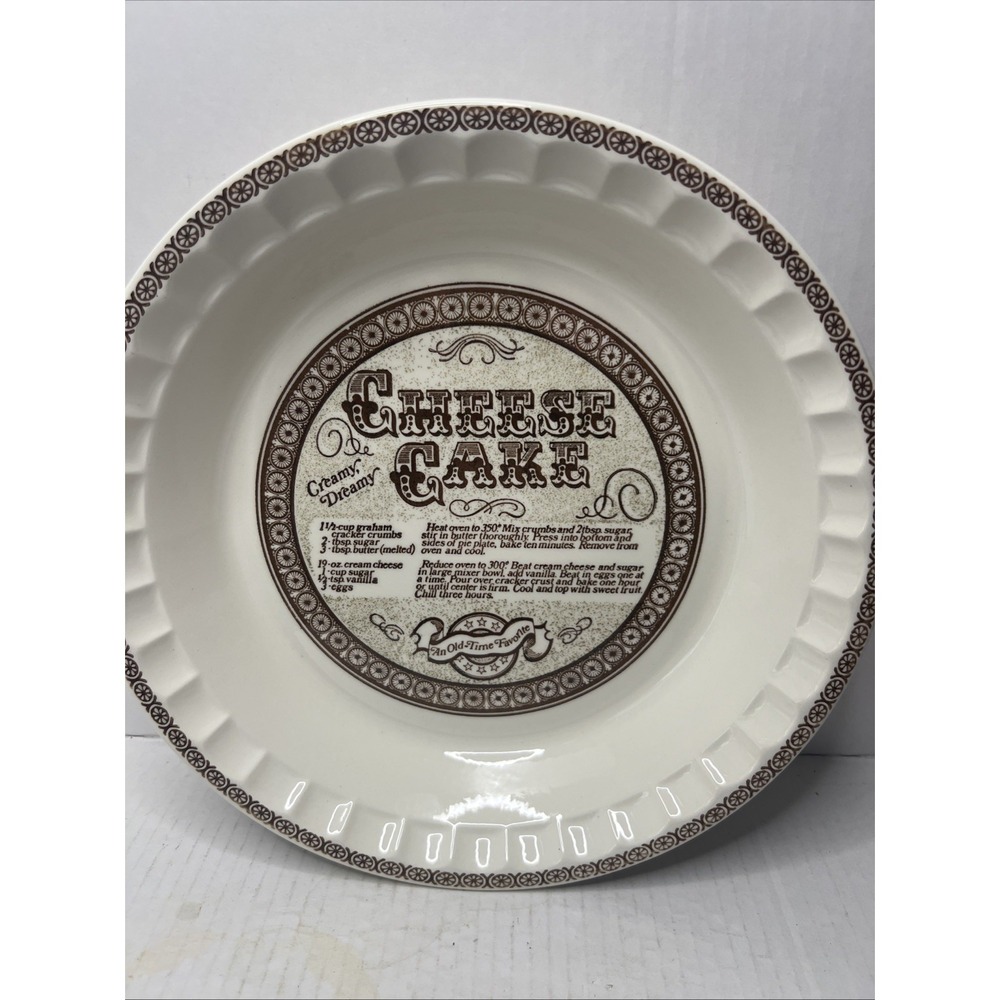 Vintage Royal China Jeannette Cheesecake Recipe Pie Plate 10" [6337]